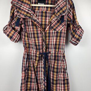 BENCH URBANWEAR Sporty Jacket Dress / Beach Coverup - Multicolor Plaid - SIZE 8